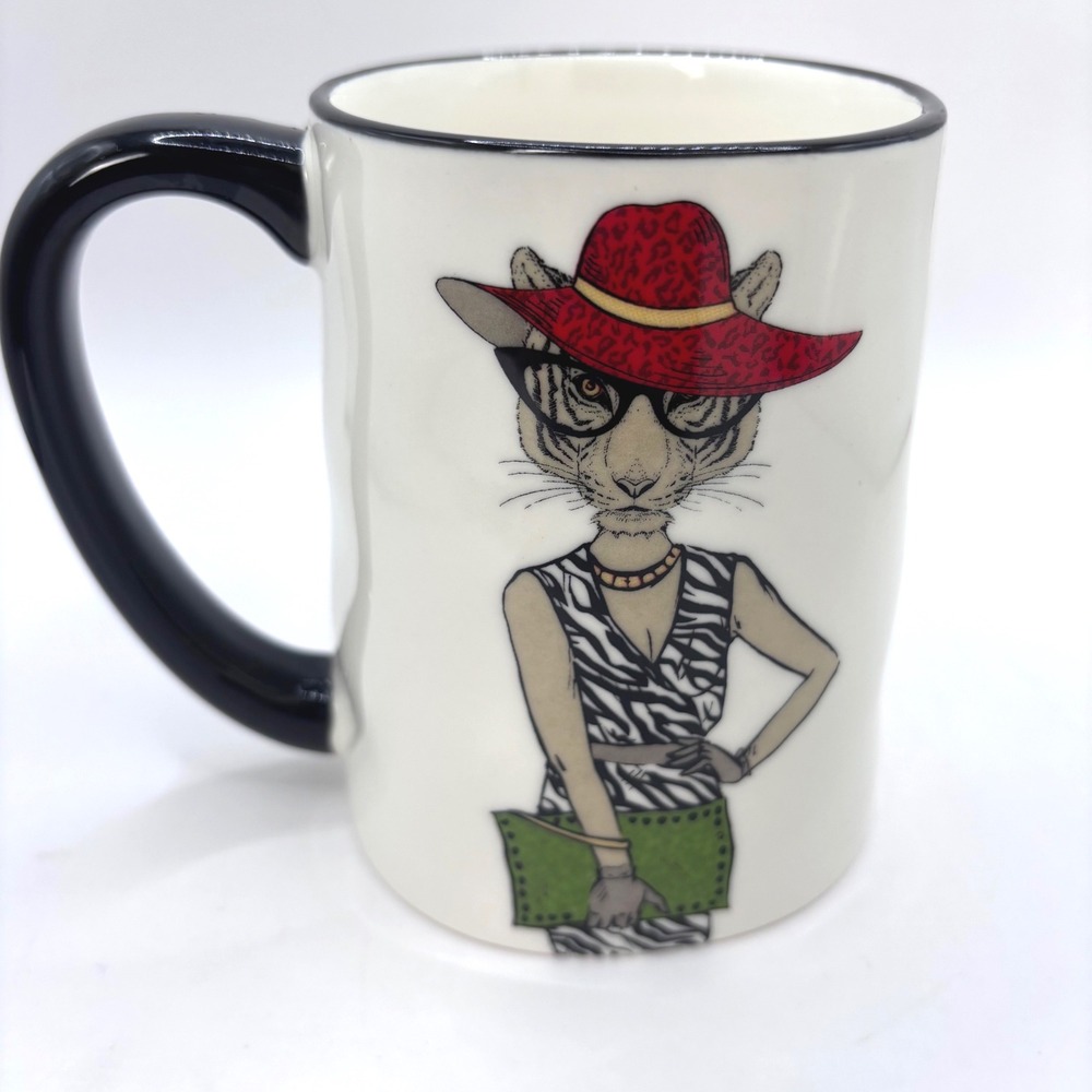 Signature Hipster Animal Mug Fashionista Lion with Hat‎ 17.5 oz